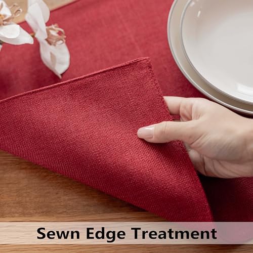 Demetex Red Placemats Set of 8 Fade Resistant Linen Placemats Modern
