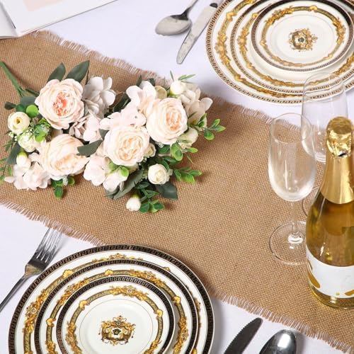 15 Pack Burlap Table Runners Bulk 12 x 71 Inch Rustic Jute Tablerunner
