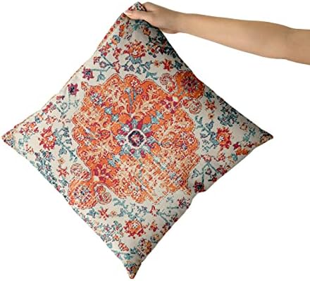 Orange Blue Ethnic Boho Pillow Covers 22x22 Inch Bohemian Carpet