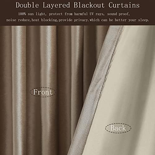 PRIMROSE Blackout Taupe Velvet Curtains, 120 inch Long for Living