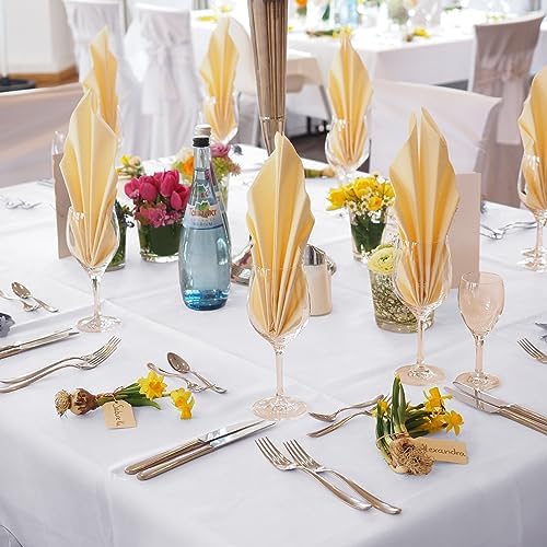 Fitable 6 Pack White Square Tablecloths 70x70 Inch for 2-4 Ft Tables
