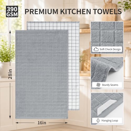 Kitinjoy Premium Kitchen Towels (16"x 28", 4 Pack), Large 100% Cotton