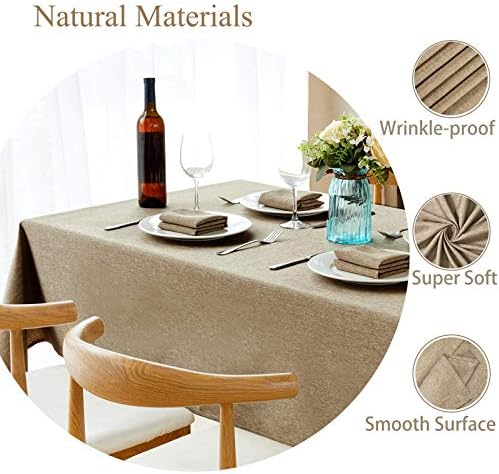 Mebakuk Rectangle Table Cloth Linen Farmhouse Tablecloth Waterproof