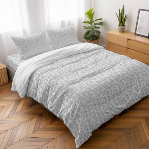 Set of 4 Bedding Quilt Covers, Vintage Gray 4-Piece Bed Sheet Set with