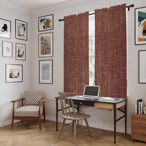 Dark Brown Window Curtains 72 Inch Long 2 Panel Set, Rod Pocket Long