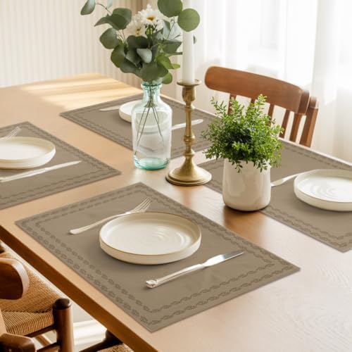 Placemat Set of 8 Minimalist Tan Dining Table Placemats Modern Natural