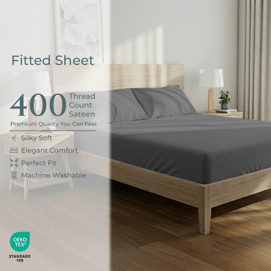 Royale Linens 400 Thread Count 100% Cotton Fitted Sheet King