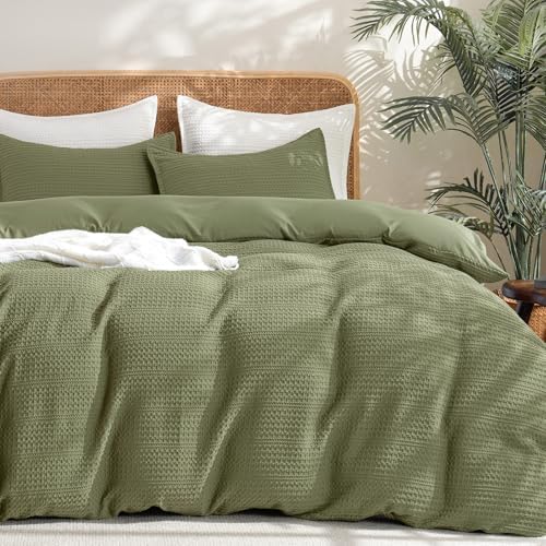 PHF Ultra Soft Waffle Weave Duvet Cover King Size 3 Pieces - 3D
