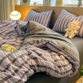 Comfort Washed Cotton Striped Duvet Cover Set, Super Soft Seersucker