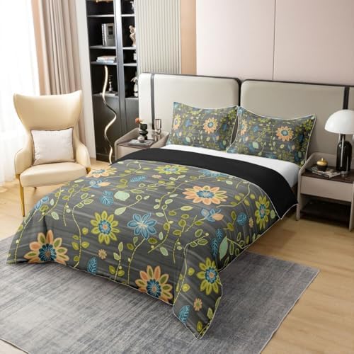 Erosebridal Vintage Floral 100% Cotton Comforter Cover Queen Geometric