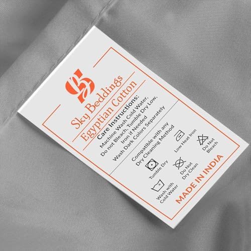 SKY BEDDINGS Full Flat Sheets, 100% Egyptian Cotton, Sateen, Light