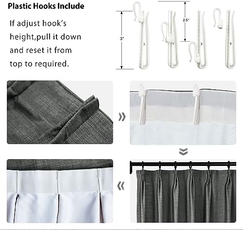 Macochico 100W x 96L Inch Faux Linen Blackout Curtains with Blackout