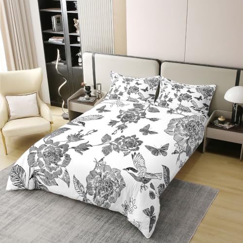 Feelyou Vintage Floral Duvet Cover 100% Cotton Queen Size