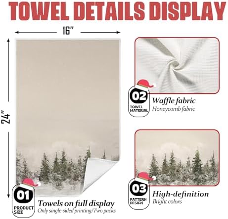 XUISWELL899 Winter Christmas Pine Tree Neutral Kitchen Dish Tea Hand