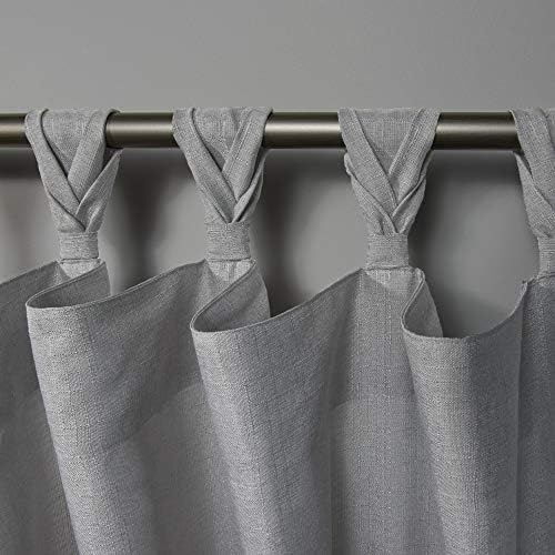 EXCLUSIVE HOME Loha Linen Braided Tab Top Curtain Panel Pair, 54"x84"