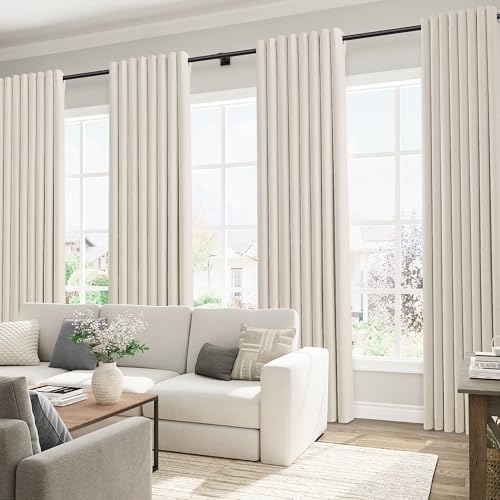 Jowels Cream Linen Grommet Blackout Curtains 84 Inches Long for