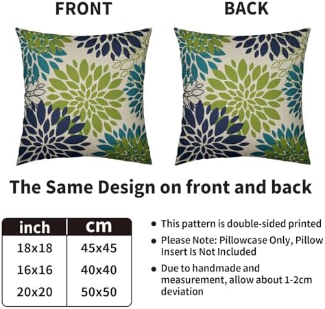 Navy Blue Lime Green Teal Pillow Covers 22x22 Inch Set of 2, Modern