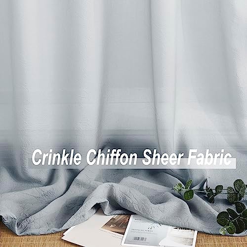 Grey Ombre Sheer Curtains 63 Inch Long for Living Room Bedroom, 2