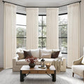 Extra Long 120 Inch Cream Beige Pinch Pleated Curtains for Living Room