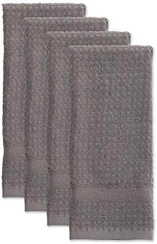 DII Basic Terry Collection Waffle Dishtowel Set, 15x26, Solid Gray