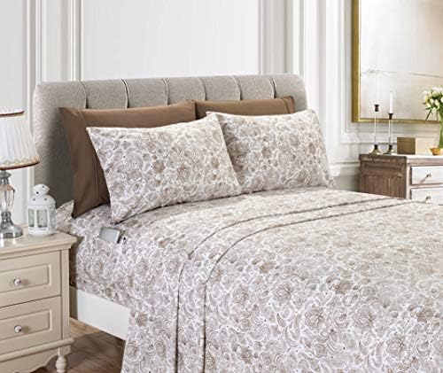Elegant Comfort Paisley 6-Piece Sheet Set Deep Pocket, Full, Latte