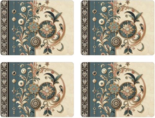Set of 4 Cork Backed Placemat, Kitchen and Dining Table Decoration