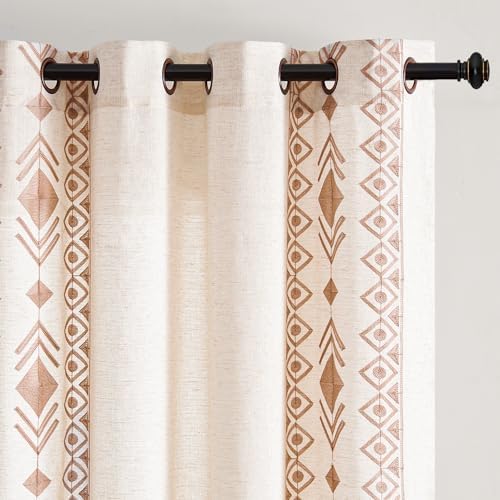 Boho Curtains 2 Panels for Living Room Geometric Patterned 96 Inch