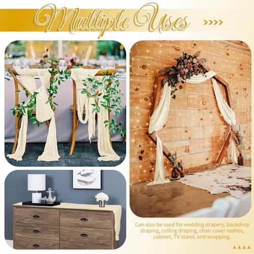 16 Pack Ivory Table Runner 10FT Cheesecloth Table Runner Boho Gauze