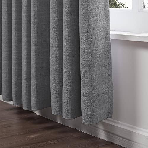 ChadMade 120 Inches Long Linen Curtains, 2 Panels 52Wx120L Carbon
