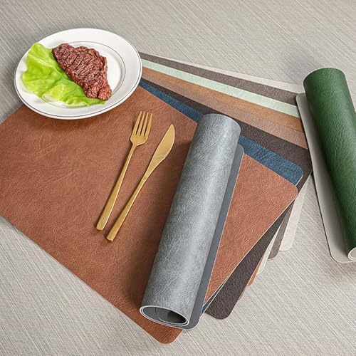 8 PC Dining Room Rectangle Placemat Set, 11.82 x 16.93 Inches PVC