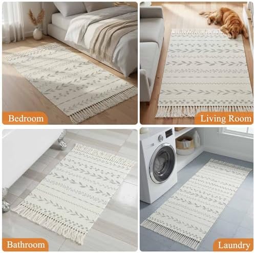 Modern Minimalist Hallway Runner Rug 2'x5', Rustic Leaves Vertical