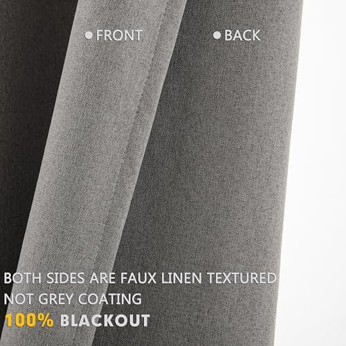 Light Grey Blackout Curtains, 96 Inches Long (2 Panels), 100% Blackout