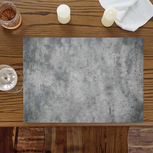 Grey Vintage Placemats Set of 8, Cotton Linen Fabric Place Mats