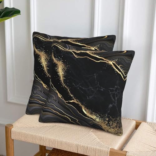 Marble Gold and Black Pillow Covers 20x20 in Sets of 2 Couch Pillow