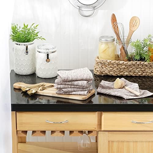 DII Recycled Cotton Kitchen Collection Absorbent Tonal Waffle, Leather