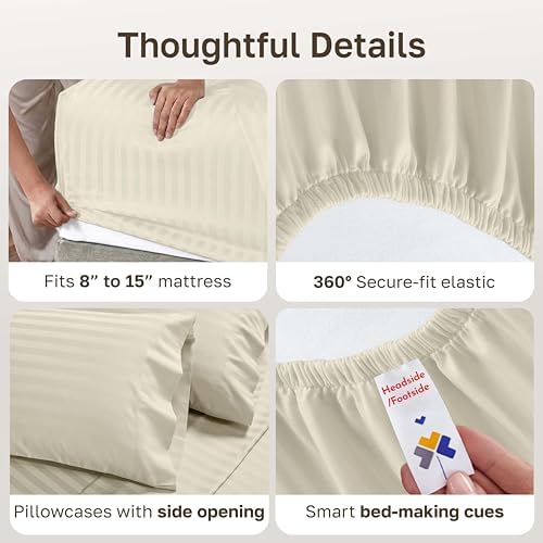 California Design Den 100% Cotton Sateen Split King Sheets Set, 5 Pcs
