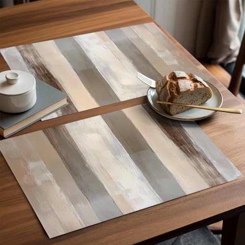 Placemats Set of 8, Brown Grey Woven Placemat, Linen Place Mats for