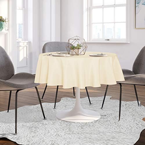 sancua Round Tablecloth 70 Inch Fits 20-58 Inch Tables, Beige