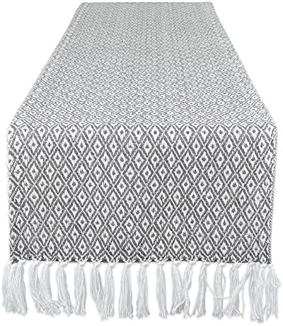 DII Farmhouse Mini Diamond Braided Table Runner, 15x108, Gray