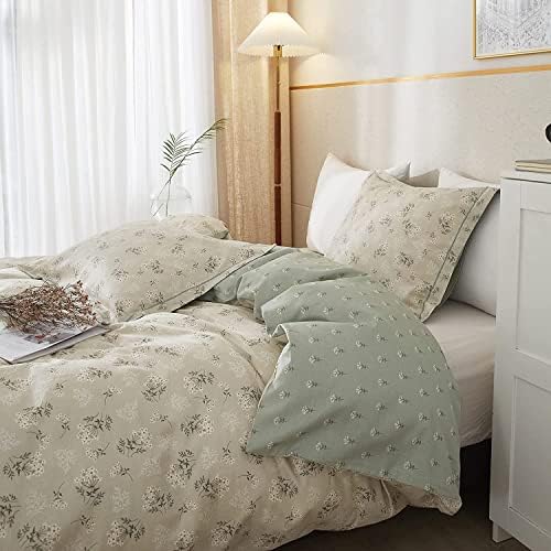 LifeTB Garden Style Floral Duvet Cover Queen Soft Cotton Boho Floral