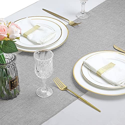 Burlap Table Runner Gray 2 Packs 12x84 Inch Rustic Boho Jute Fabric