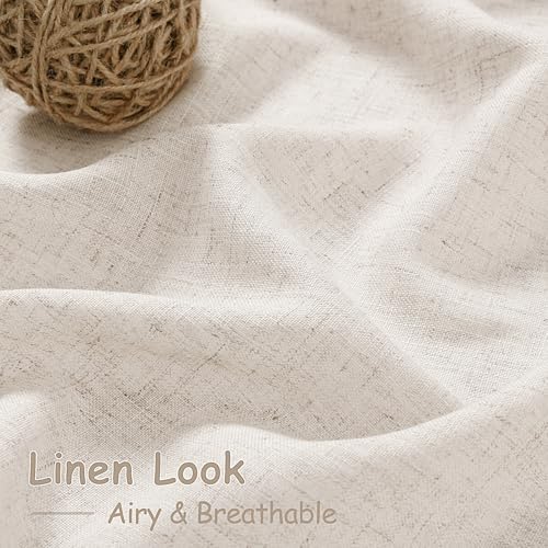 Nanspring Linen Curtains 84 Inch Long for Living Room Beige 2 Panels