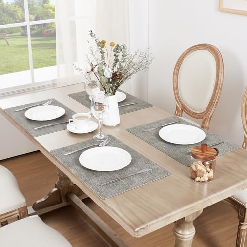 Softalker Vinyl Placemats Set of 6 - Faux Leather Heat Resistant Place