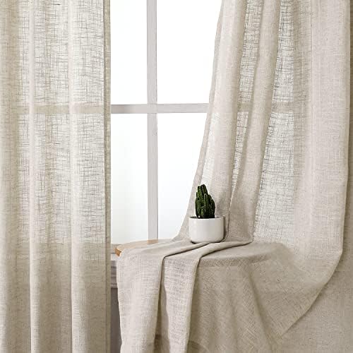 Turquoize Tab Top Linen Curtains Natural Linen Sheer Curtains for