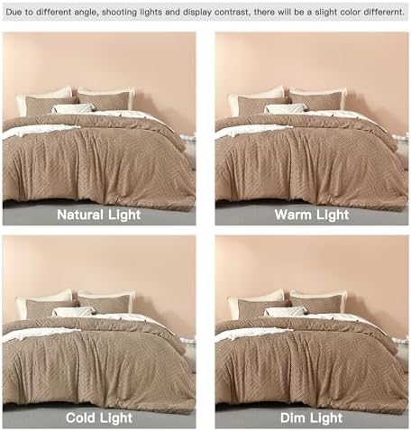 Litanika California King Comforter Set, 3 Pcs Taupe Tufted Boho