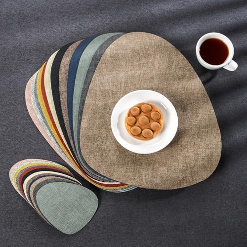 Faux Leather Placemats Set of 6, Dual Sided with Drink Coasters