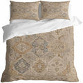 Beige Grey Boho Duvet Cover Set 3 Pieces with Zipper Closure, Vintage