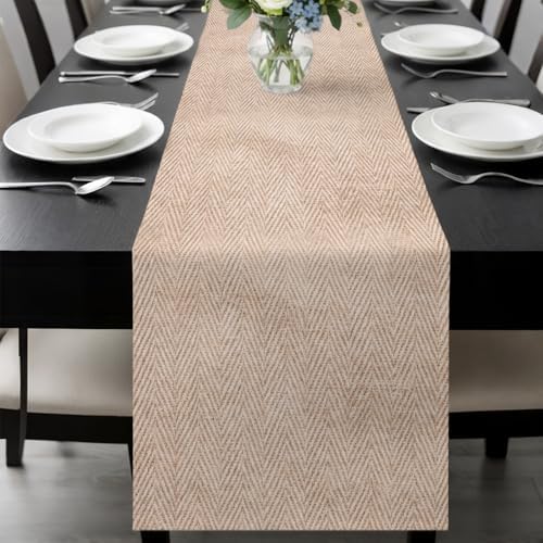 Beige Burlap Texture Table Runner 108 Inch Long Dresser Scarves Linen