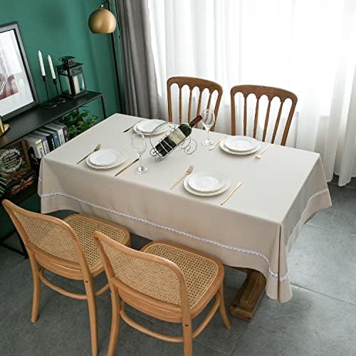 EHouseHome Heavy Duty Fabric Tablecloth with White