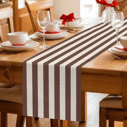 Taupe Brown Stripe Beige Striped Table Runners 90 Inches Long Dress